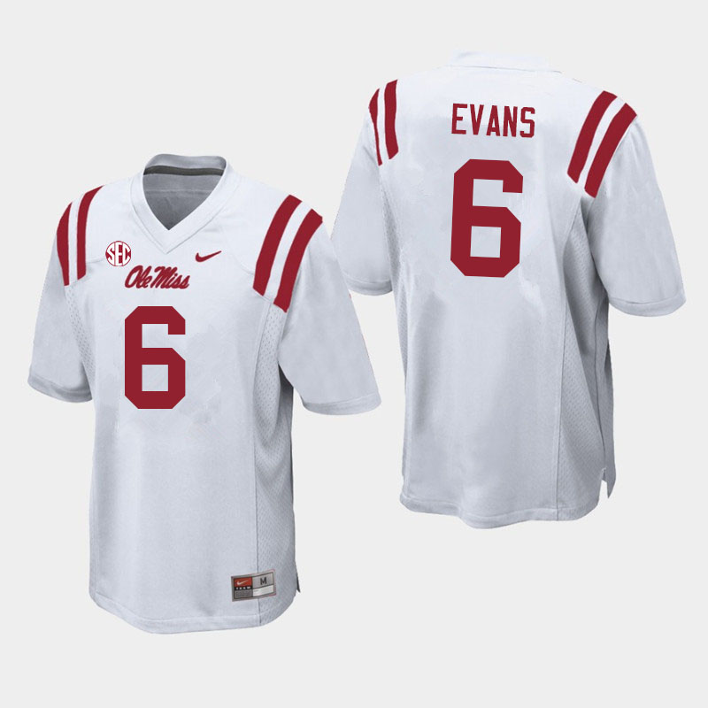 Ole Miss Rebels #6 Zach Evans College Football Jerseys Sale-White